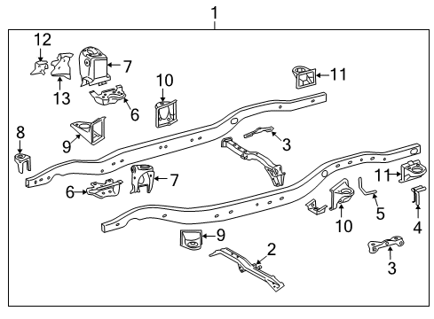Reinforcement, Side Rail, Front Passenger Side Diagram for 51162-60020