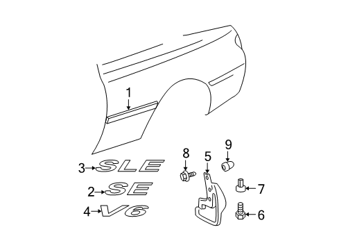 2002 Toyota Solara Exterior Trim - Quarter Panel Diagram 1 - Thumbnail