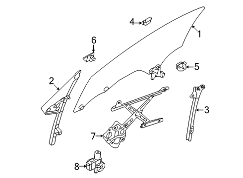 2022 Toyota GR86 Front Door Glass & Hardware Diagram
