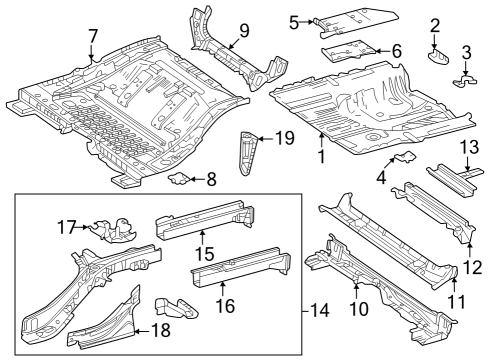 2023 Toyota Crown Rear Floor & Rails Diagram
