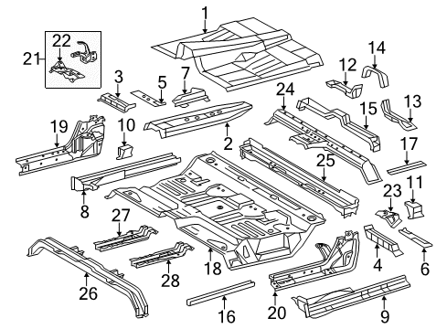 2017 Toyota Tundra Floor Reinforcement, Center Diagram for 57509-0C020