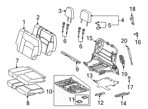 Cover, 3rd Seat Cushion Lock Diagram for 72918-60021-C0