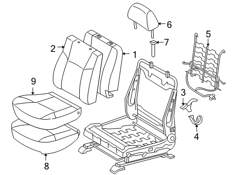 2007 Toyota Tacoma Front Seat Components Diagram 3 - Thumbnail