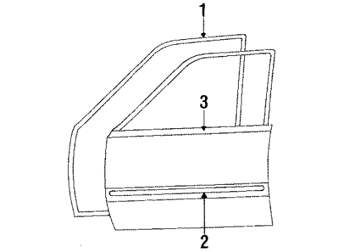1988 Toyota Tercel Belt Weatherstrip, Front Passenger Side Diagram for 75710-16070