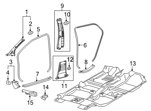 2014 Toyota Yaris Surround Weatherstrip, Passenger Side Diagram for 62311-0D150