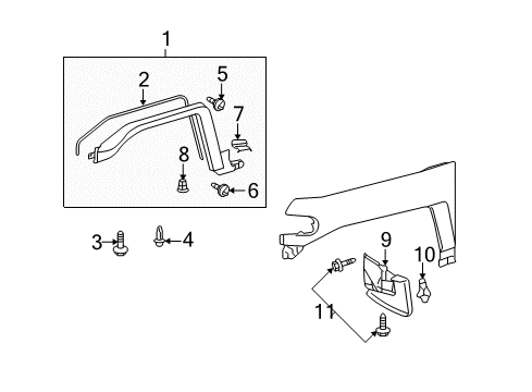 2013 Toyota FJ Cruiser Exterior Trim - Fender Diagram