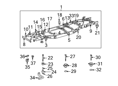 2000 Toyota Tundra Frame & Components Diagram 1 - Thumbnail