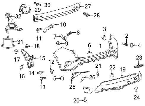 2018 Toyota C-HR Rear Bumper Diagram