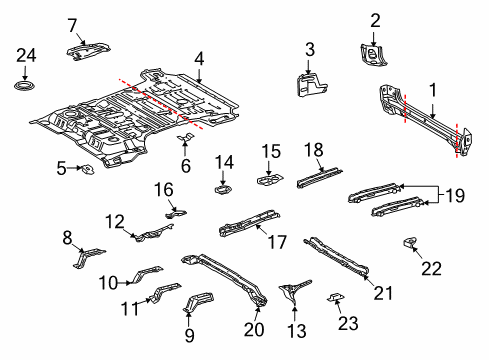 2009 Toyota Land Cruiser Rear Body Panel, Floor & Rails Diagram