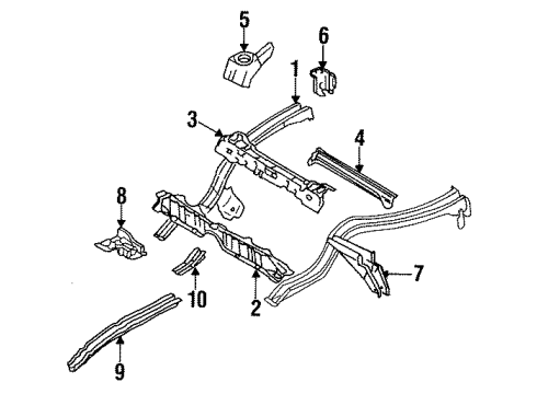 1989 Toyota Corolla Floor Reinforcement, Driver Side Diagram for 57418-12050