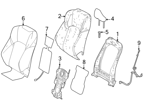 2023 Toyota Crown Passenger Seat Components Diagram
