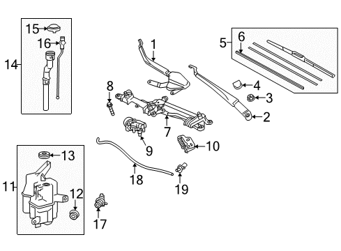 2016 Toyota Prius V Windshield - Wiper & Washer Components Diagram
