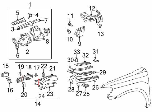 2012 Toyota Highlander Structural Components & Rails Diagram 1 - Thumbnail