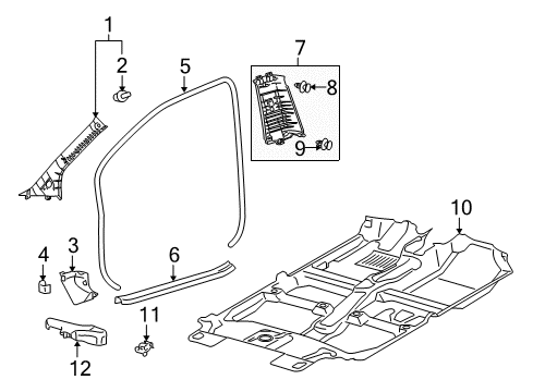 2011 Toyota Yaris Surround Weatherstrip, Passenger Side Diagram for 62311-52130-B1