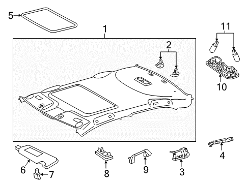 2015 Toyota Camry Sunvisor, Driver Side Diagram for 74320-33F50-A1