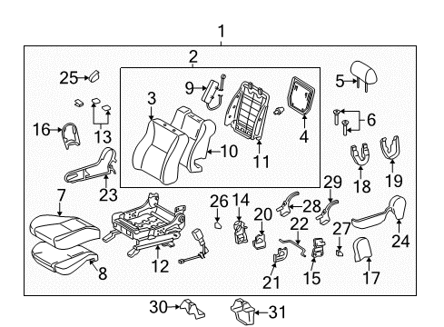 2005 Toyota Matrix Front Seat Components Diagram 3 - Thumbnail