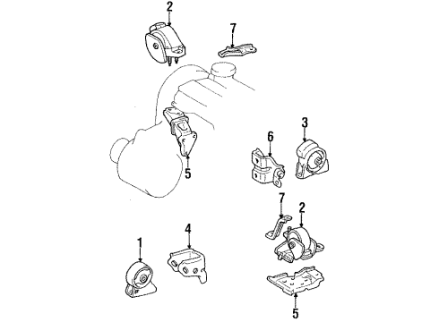 1993 Toyota Celica Engine & Trans Mounting Diagram 1 - Thumbnail