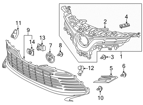 2019 Toyota Camry Grille & Components Diagram 2 - Thumbnail