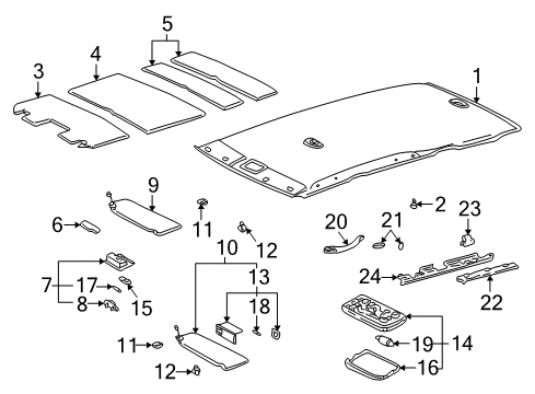 2006 Toyota Highlander Sunvisor, Passenger Side Diagram for 74310-48230-A0