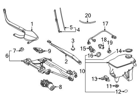 2018 Toyota Mirai Wiper & Washer Components Diagram