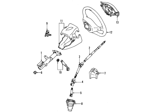 2005 Toyota Echo Steering Column & Wheel, Steering Gear & Linkage Diagram 1 - Thumbnail