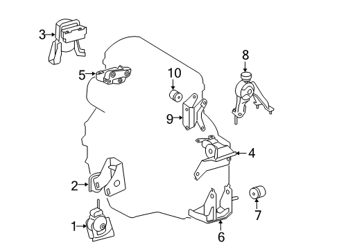 2009 Toyota Corolla Engine & Trans Mounting Diagram 3 - Thumbnail