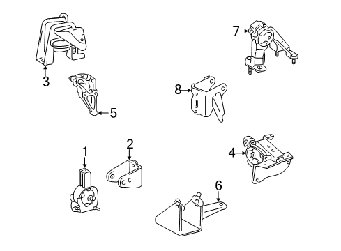 2003 Toyota Matrix Engine & Trans Mounting Diagram 1 - Thumbnail