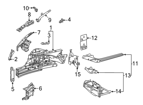 2022 Toyota Mirai Structural Components & Rails Diagram