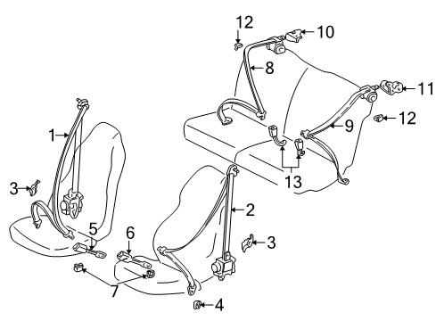 2004 Toyota Celica Seat Belt Diagram