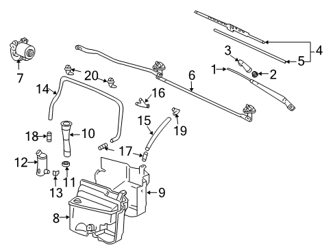 2005 Toyota Land Cruiser Windshield - Wiper & Washer Components Diagram