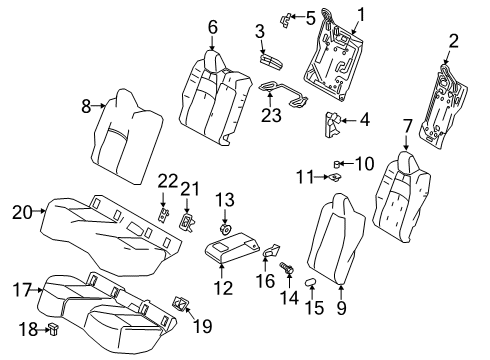 2023 Toyota Corolla Armrest, Black, Center Diagram for 72830-12A80-C7