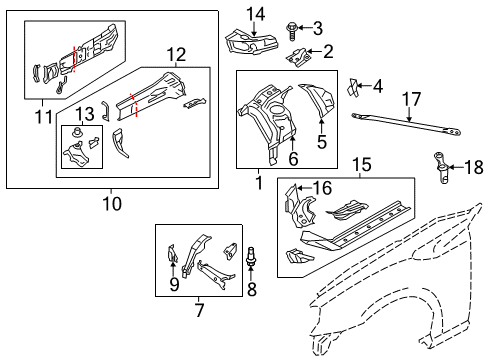 2016 Scion FR-S Structural Components & Rails Diagram