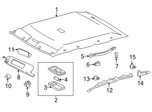 2002 Toyota Camry Sunvisor, Passenger Side Diagram for 74310-AA280-A0