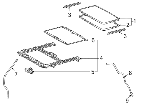 2004 Scion xA Sunroof Glass Diagram for 63201-68010