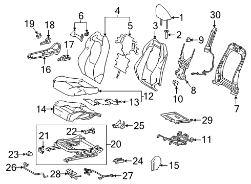 2020 Toyota Corolla Passenger Seat Components Diagram 2 - Thumbnail