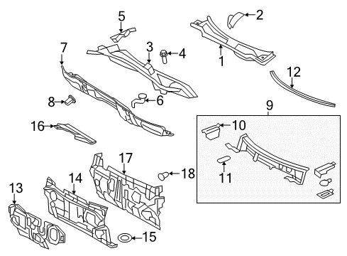 2012 Toyota Camry Dash Panel, Front Diagram for 55101-06470