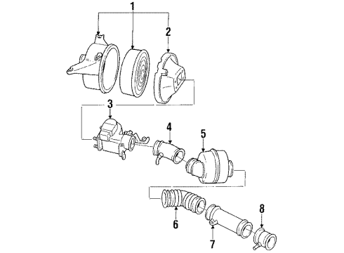 1989 Toyota Cressida Mass Air Flow Sensor Diagram for 22250-42080