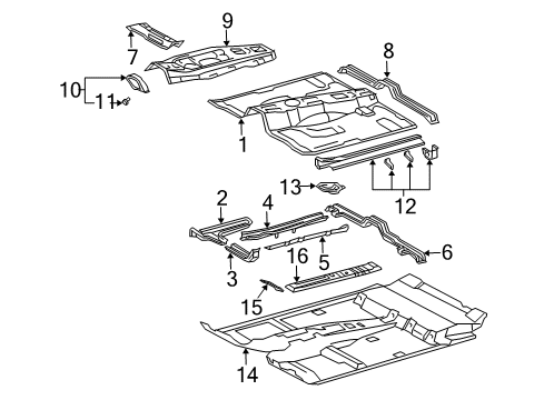 2006 Toyota 4Runner Pillars, Rocker & Floor - Floor & Rails Diagram 3 - Thumbnail