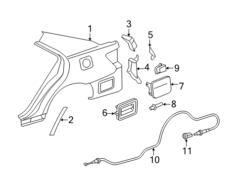 2011 Toyota Camry Quarter Panel & Components Diagram 1 - Thumbnail