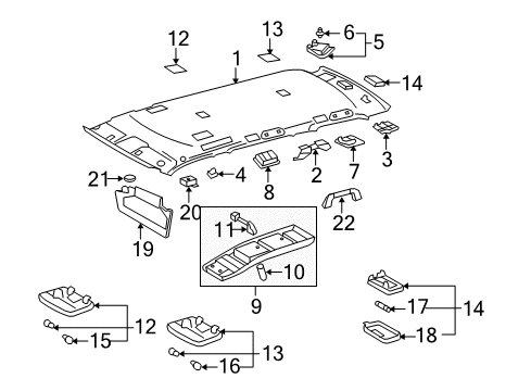 2012 Toyota Sequoia Interior Trim - Roof Diagram 1 - Thumbnail