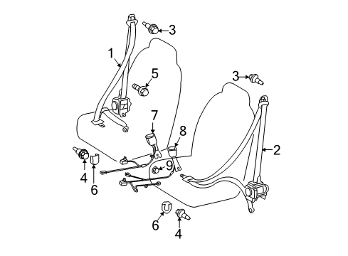 2009 Scion tC Front Seat Belts Diagram