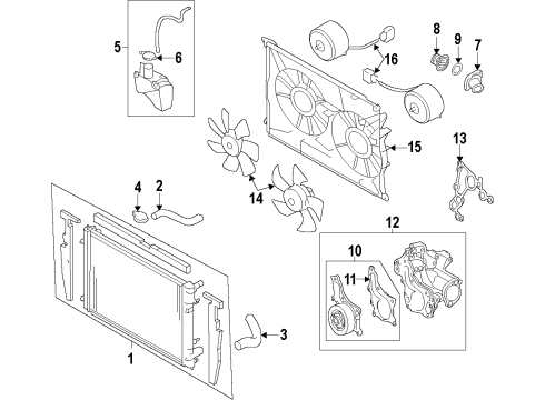 2012 Toyota Sienna Water Pump Diagram for 16100-09515