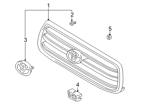 2000 Toyota Tundra Grille & Components Diagram