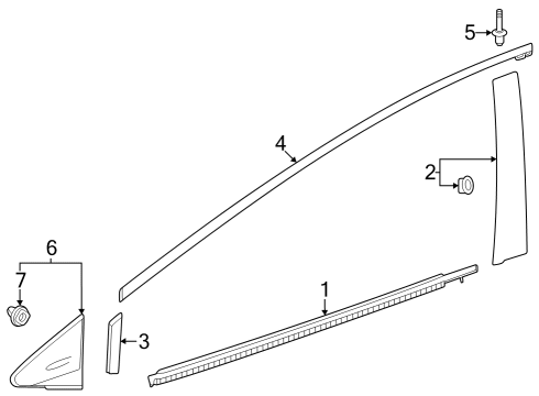 2023 Toyota Prius AWD-e Exterior Trim - Front Door Diagram