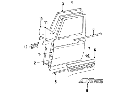 1991 Toyota Previa Door & Components, Outside Mirrors, Exterior Trim Diagram