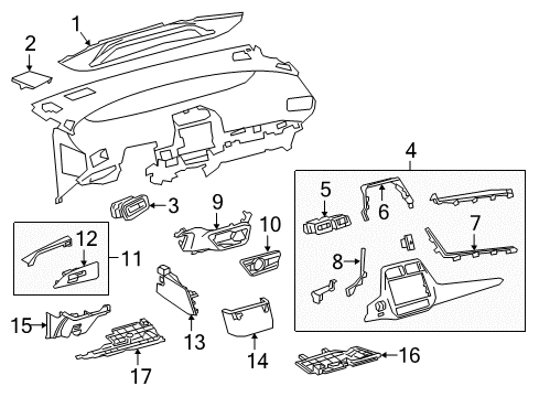 2016 Toyota Prius Cluster & Switches, Instrument Panel Diagram 3 - Thumbnail
