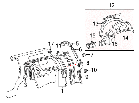 2005 Toyota Sequoia Inner Structure - Quarter Panel Diagram