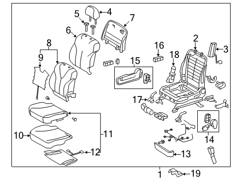 2008 Toyota Camry Passenger Seat Components Diagram 3 - Thumbnail