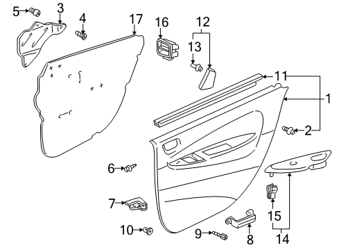 2002 Toyota Prius Interior Trim - Rear Door Diagram