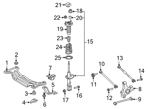 2014 Toyota Camry Strut, Rear Driver Side Diagram for 48540-09B80